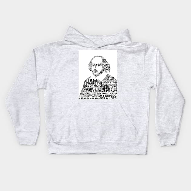 SHAKESPEARE TEXT ART Kids Hoodie by DJVYEATES